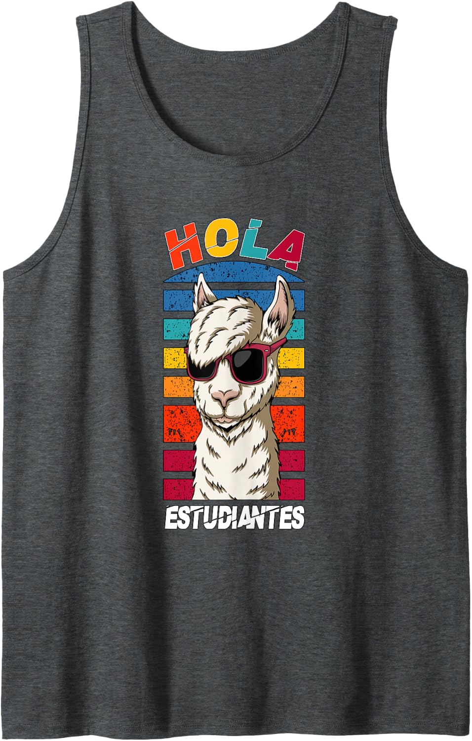 Spain Spanish Teacher Hola Estudiantes Sleeveless Tank Top - Dark Heather Grey