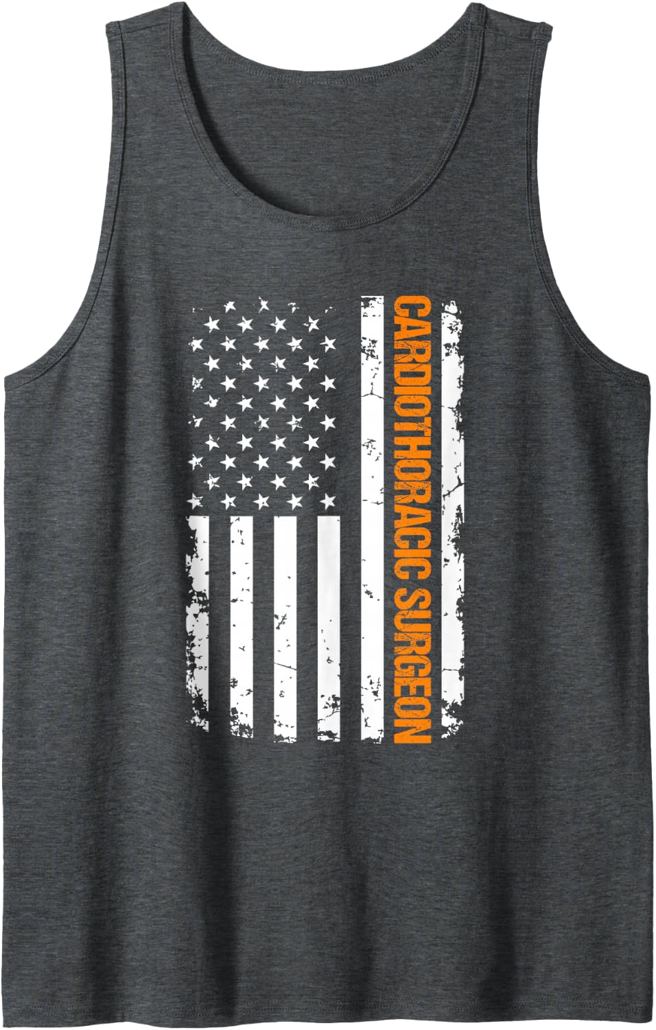Cardiothoracic Surgeon USA Flag Sleeveless Tank Top - Dark Heather Grey