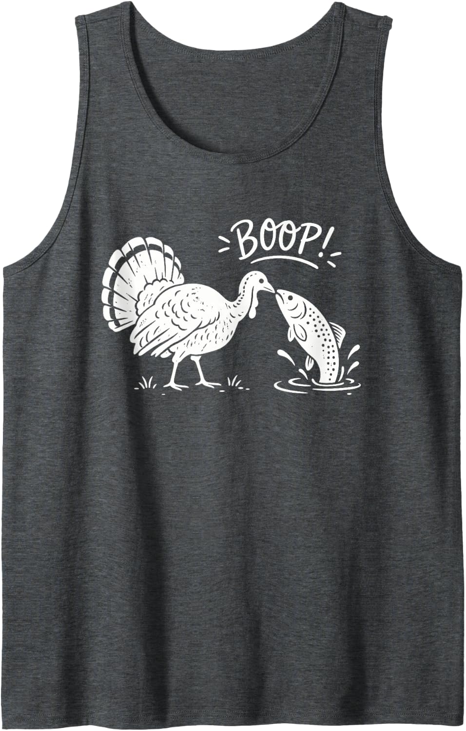Turkey Trout Boop Fly Fishing Angler Funny Fishing Sleeveless Tank Top - Dark Heather Grey