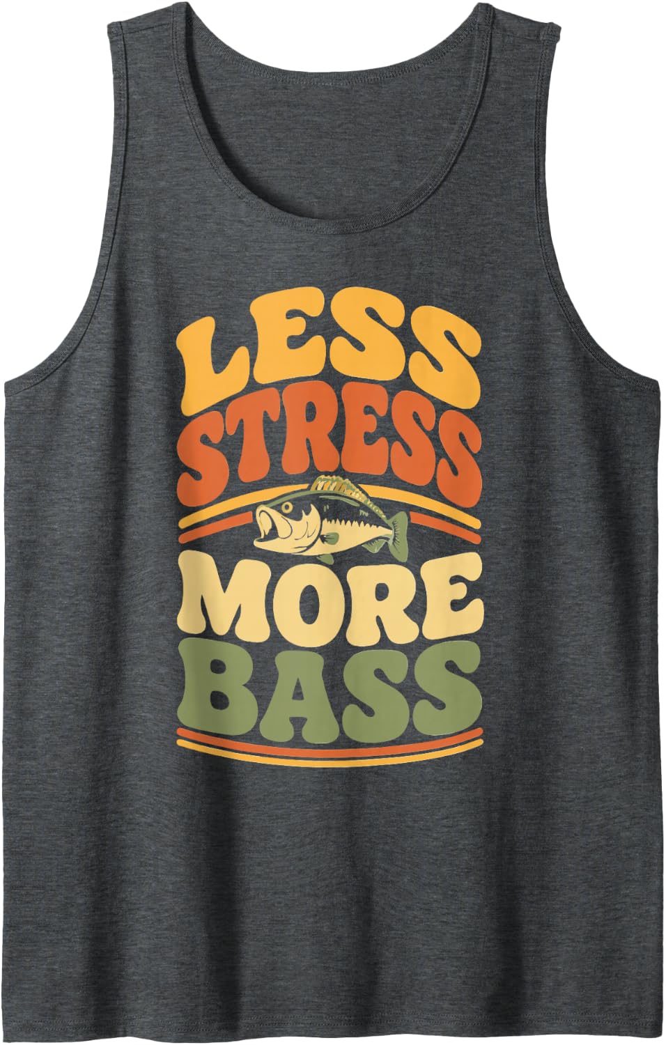 Retro River Fishing Bass Freshwater Angler Fisherman Sleeveless Tank Top - Dark Heather Grey