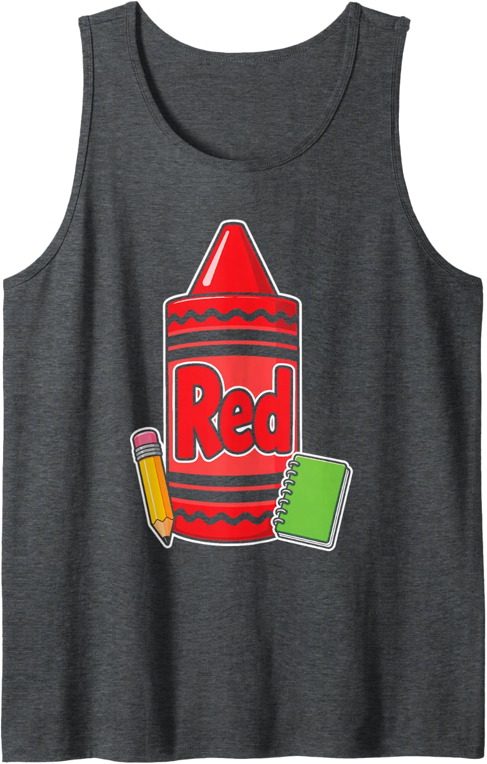 Crayon Group Costume Red Matching Elementary Squad Sleeveless Tank Top - Dark Heather Grey