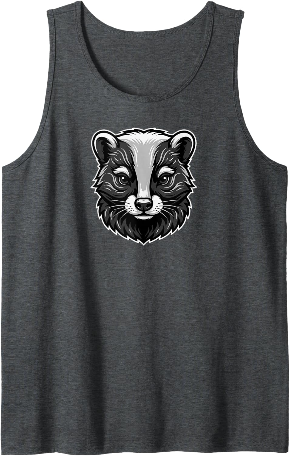 Detailed Badger Head Vector Illustration Sleeveless Tank Top - Dark Heather Grey