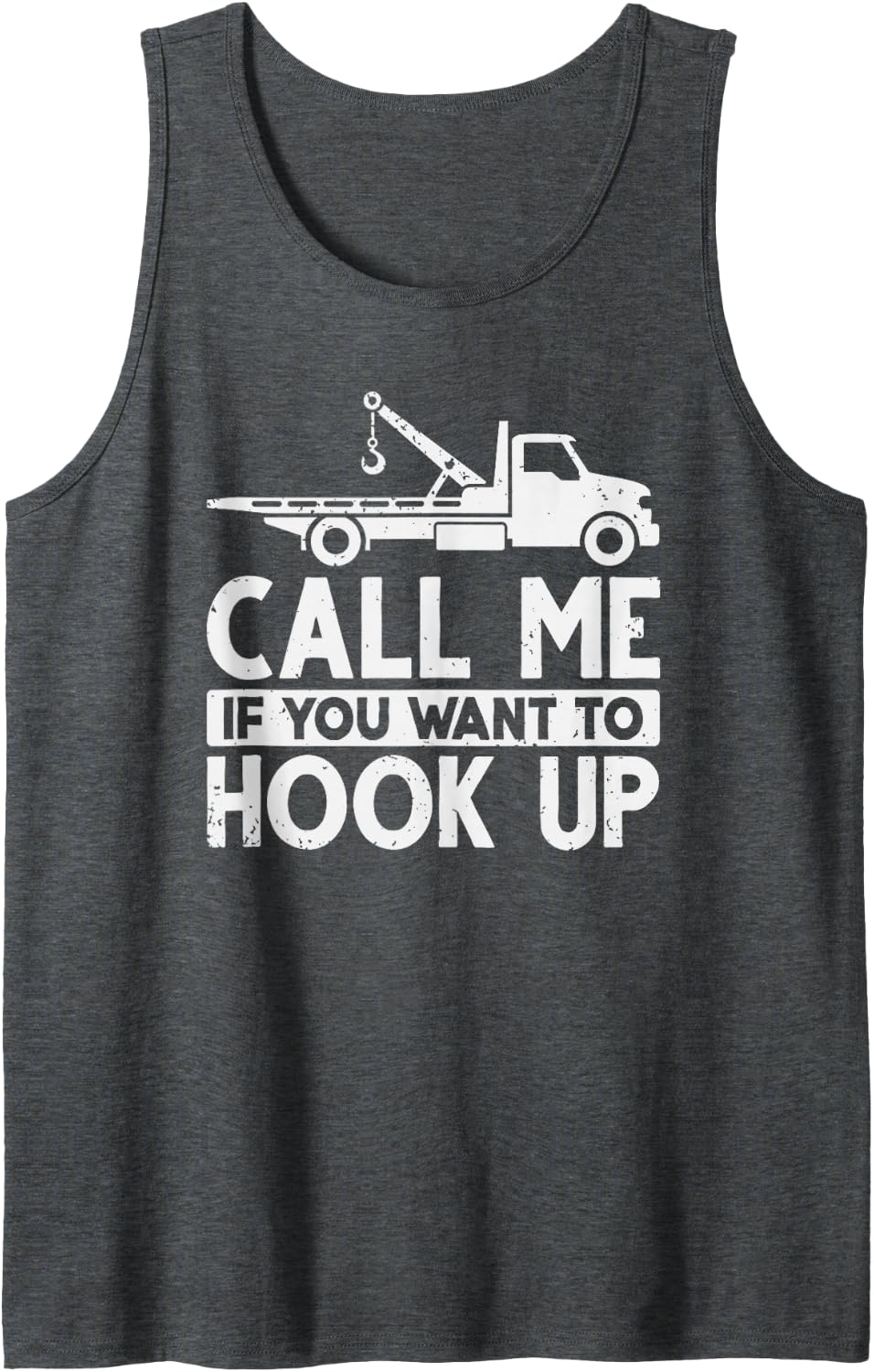 Men's Funny Towing Tow Truck Driver Tank Top - Dark Heather Grey