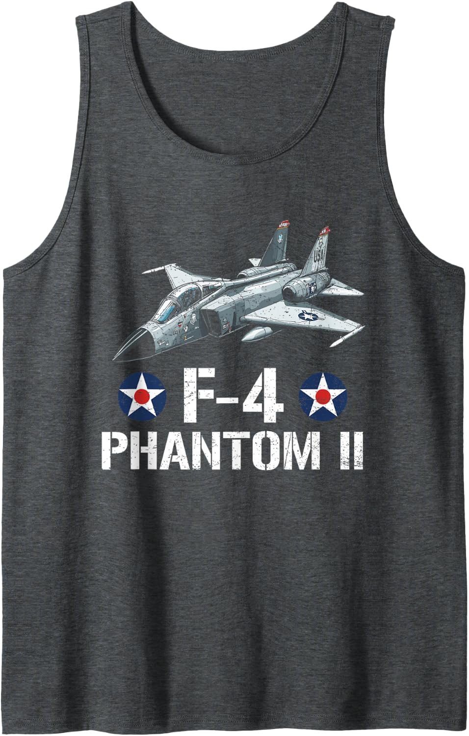 F-4 Phantom II US Military Aircraft Fighter Jet Bomber Tank Top - Dark Heather Grey