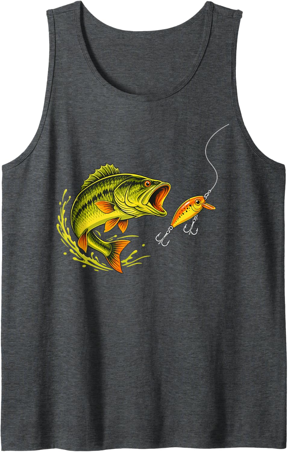 River Fishing Graphic Freshwater Angler Fisherman Sleeveless Tank Top - Dark Heather Grey