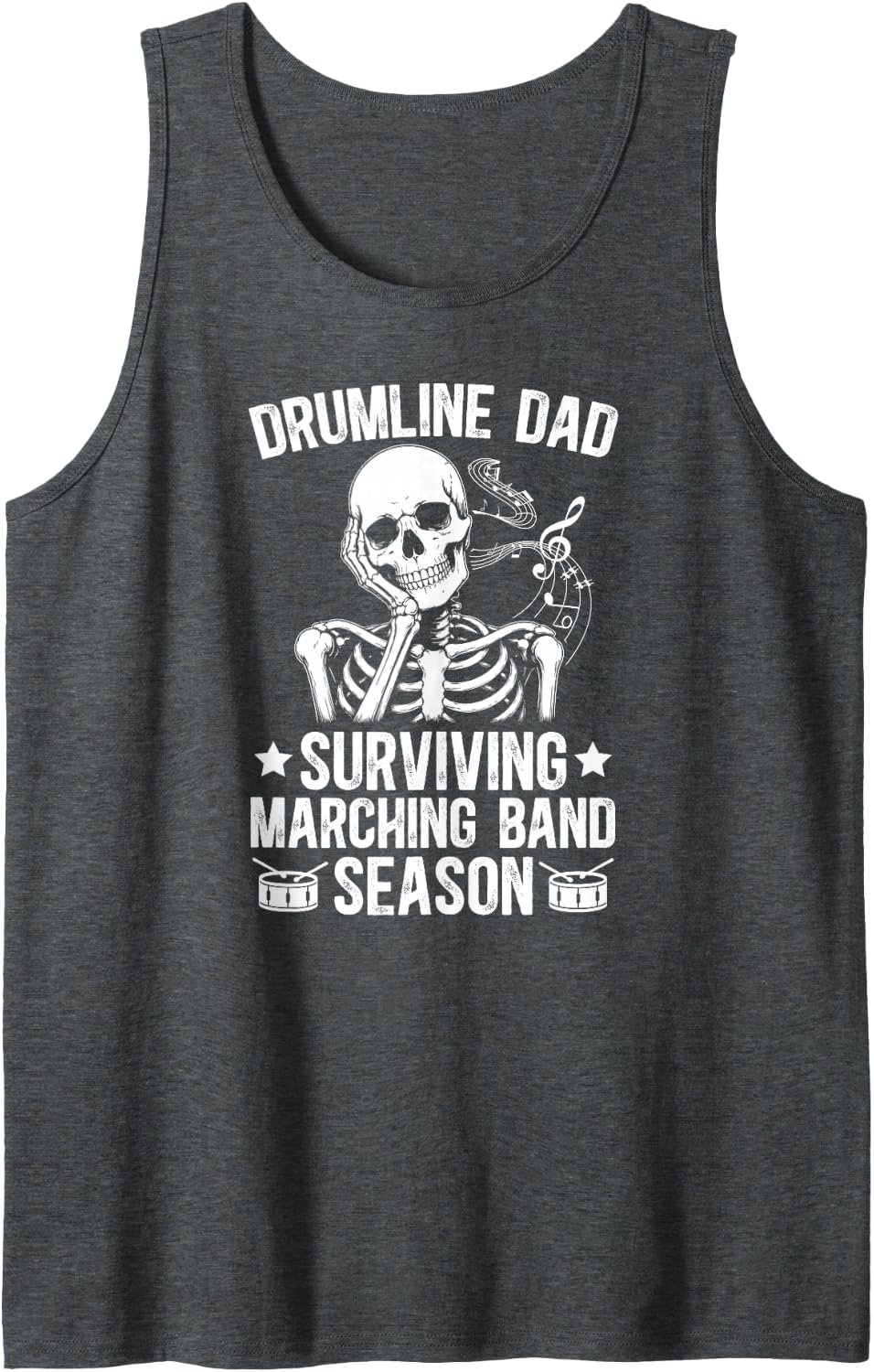 Men's Drumline Dad Funny Drumline Father Sleeveless Tank Top - Dark Heather Grey