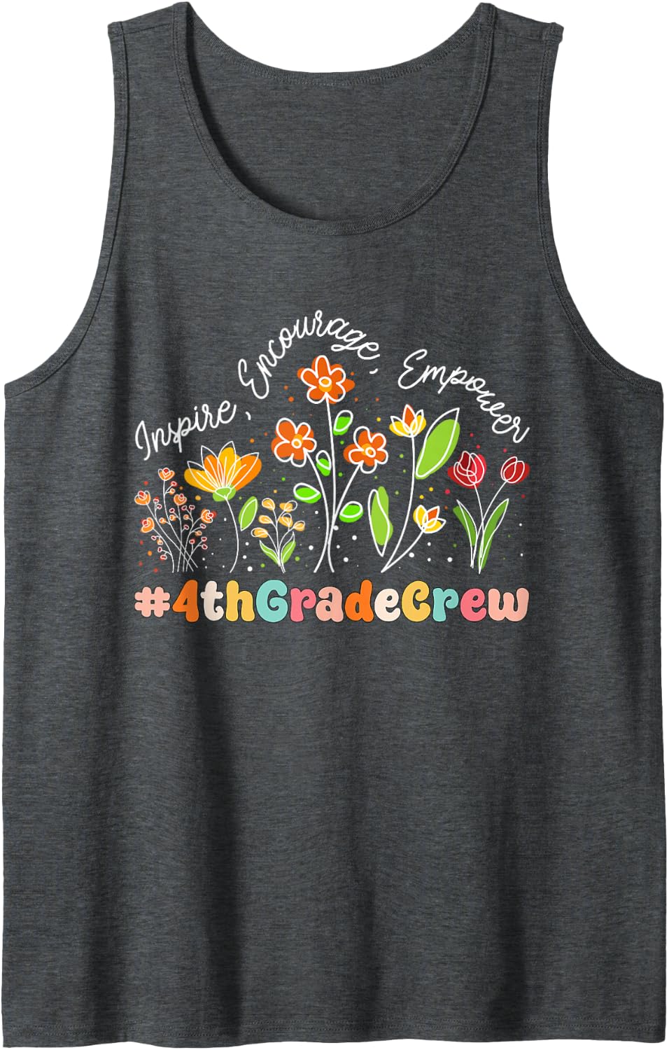 4th Grade Crew Appreciation Week Teacher Back to School Sleeveless Tank Top - Dark Heather Grey