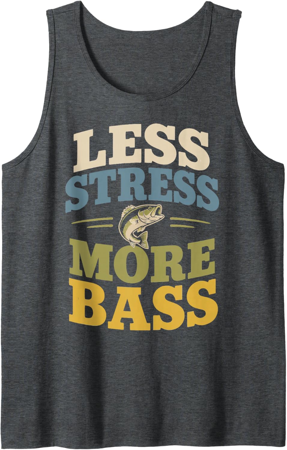 River Fishing Bass Freshwater Angler Fisherman Sleeveless Tank Top - Dark Heather Grey
