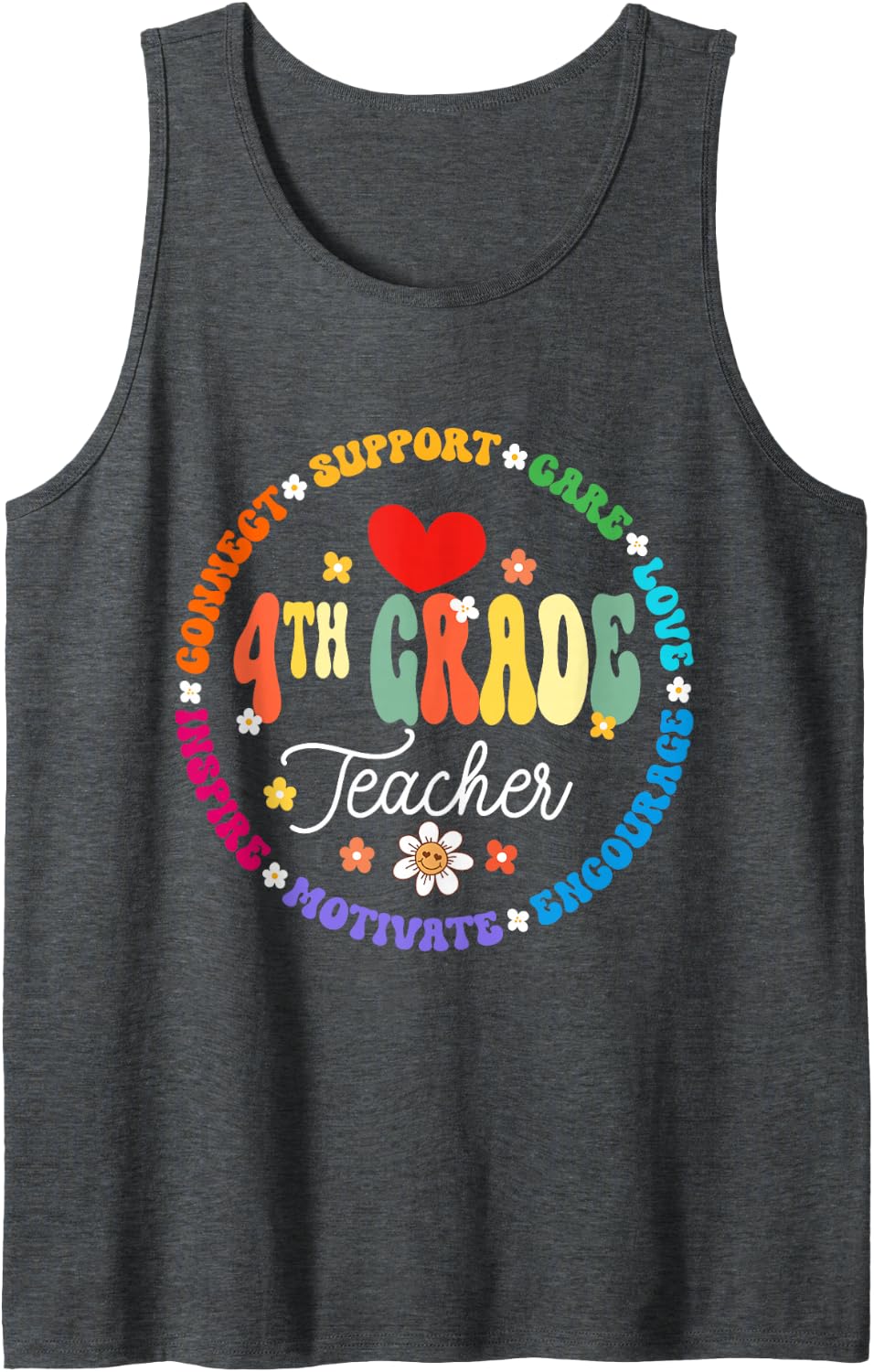 4th Grade Teacher Back to School First Day Fourth Grade Sleeveless Tank Top - Dark Heather Grey