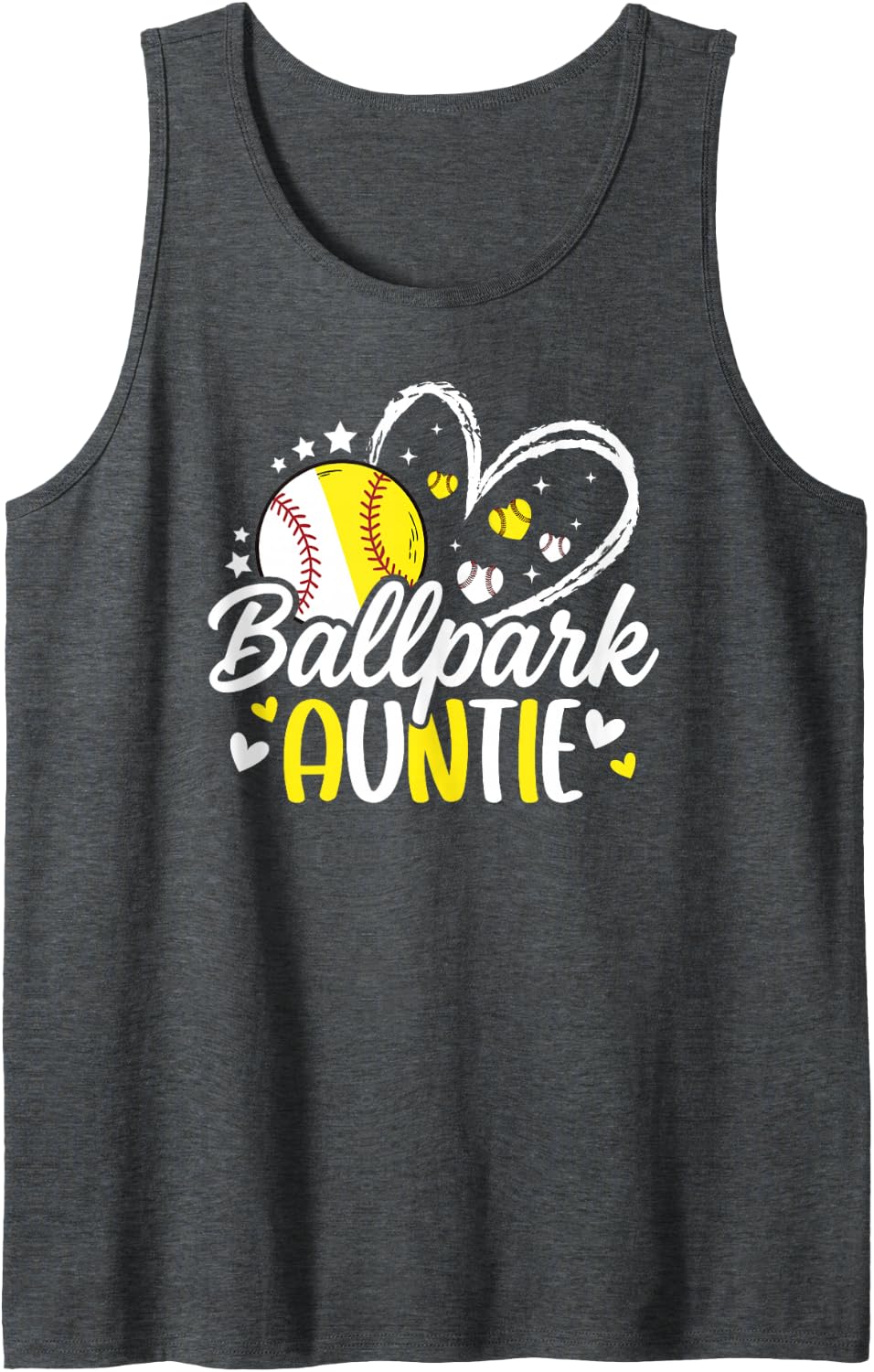 Ballpark Auntie Baseball Softball Aunt Tank Top - Dark Heather Grey