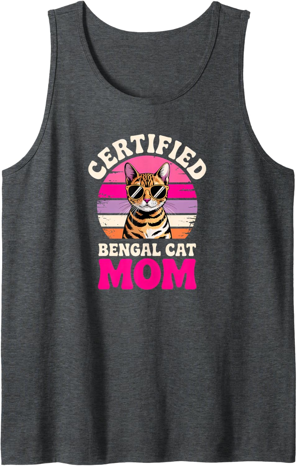 Bengal Cat Mom Sleeveless Tank Top - Dark Heather Grey
