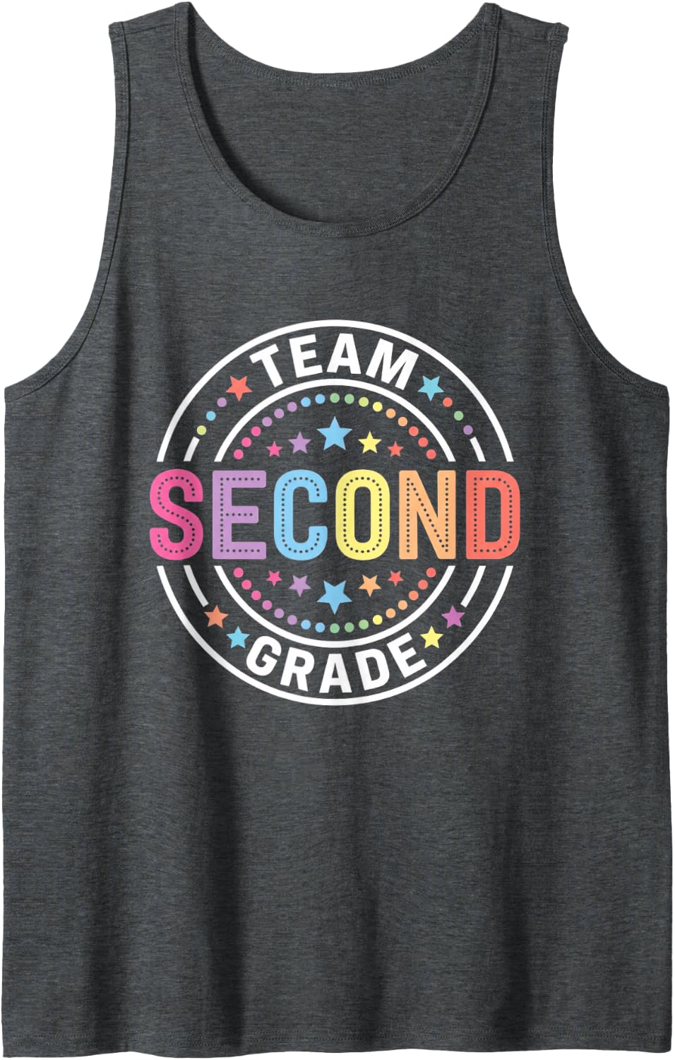 Team Second Grade Back to School Kids Teacher Student Sleeveless Tank Top - Dark Heather Grey