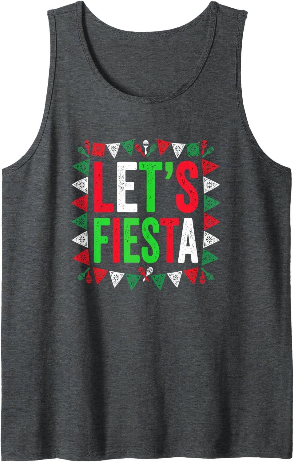 Lets Fiesta Cinco De Mayo Party Sleeveless Tank Top - Dark Heather Grey