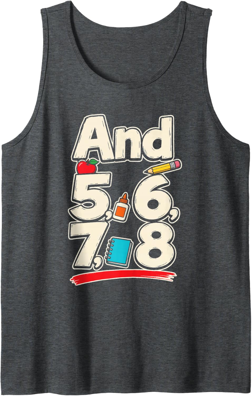 Elementary Music Teacher and 5, 6, 7, 8 Dance Count Sleeveless Tank Top - Dark Heather Grey