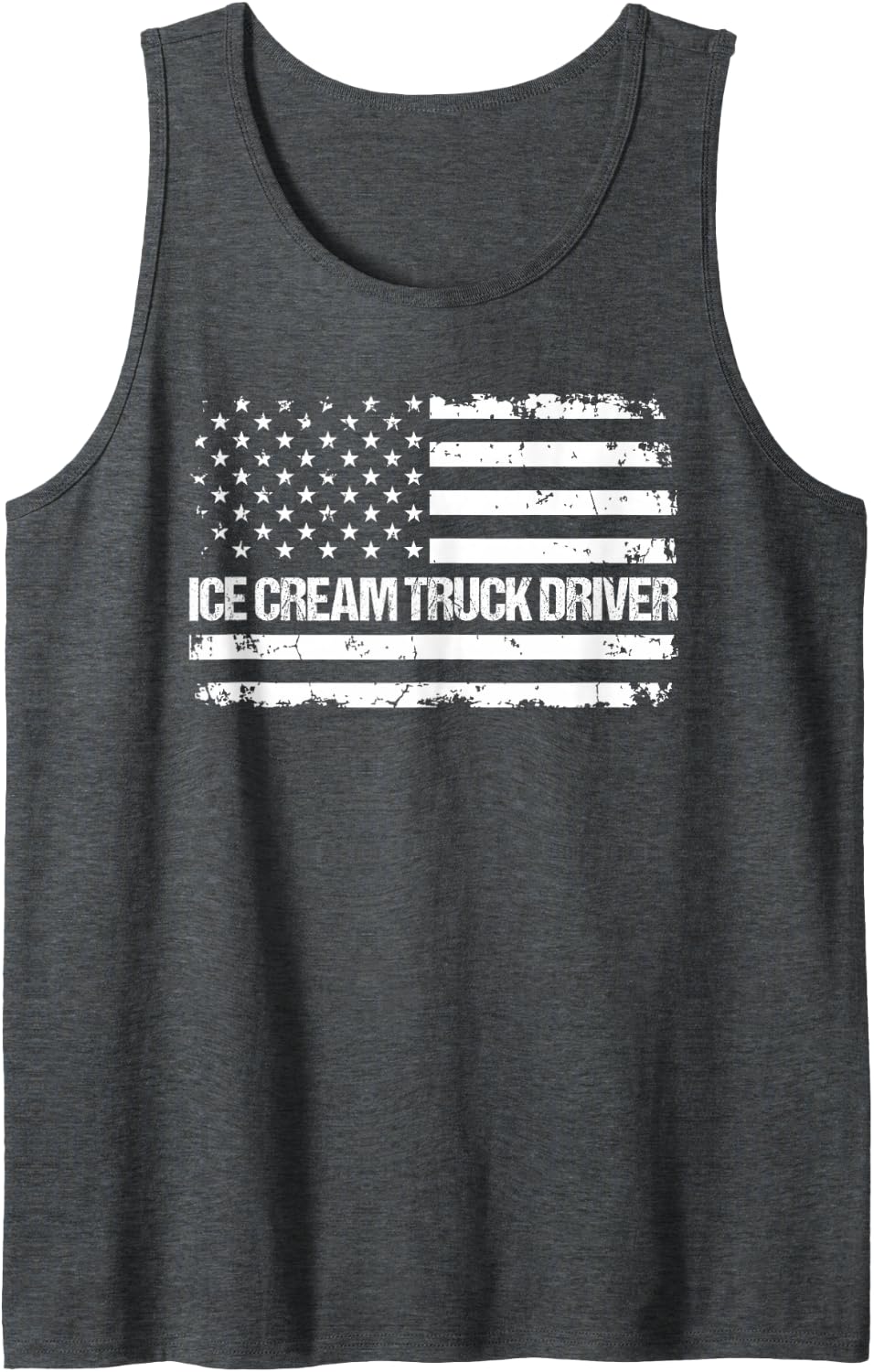 Ice Cream Truck Driver Flag USA Tank Top - Dark Heather Grey