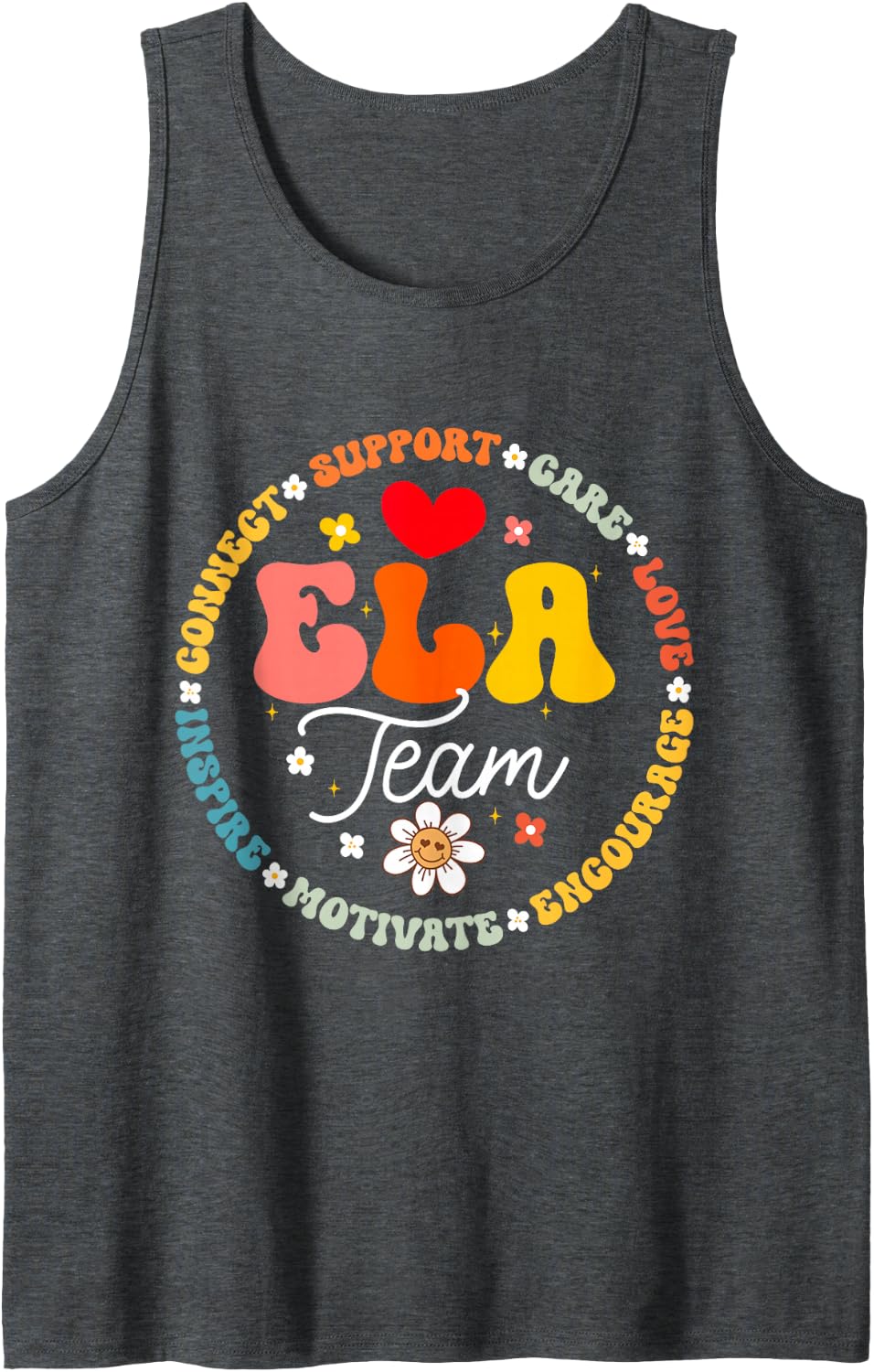 ELA Team Specialist Teacher English Language Arts Sleeveless Tank Top - Dark Heather Grey