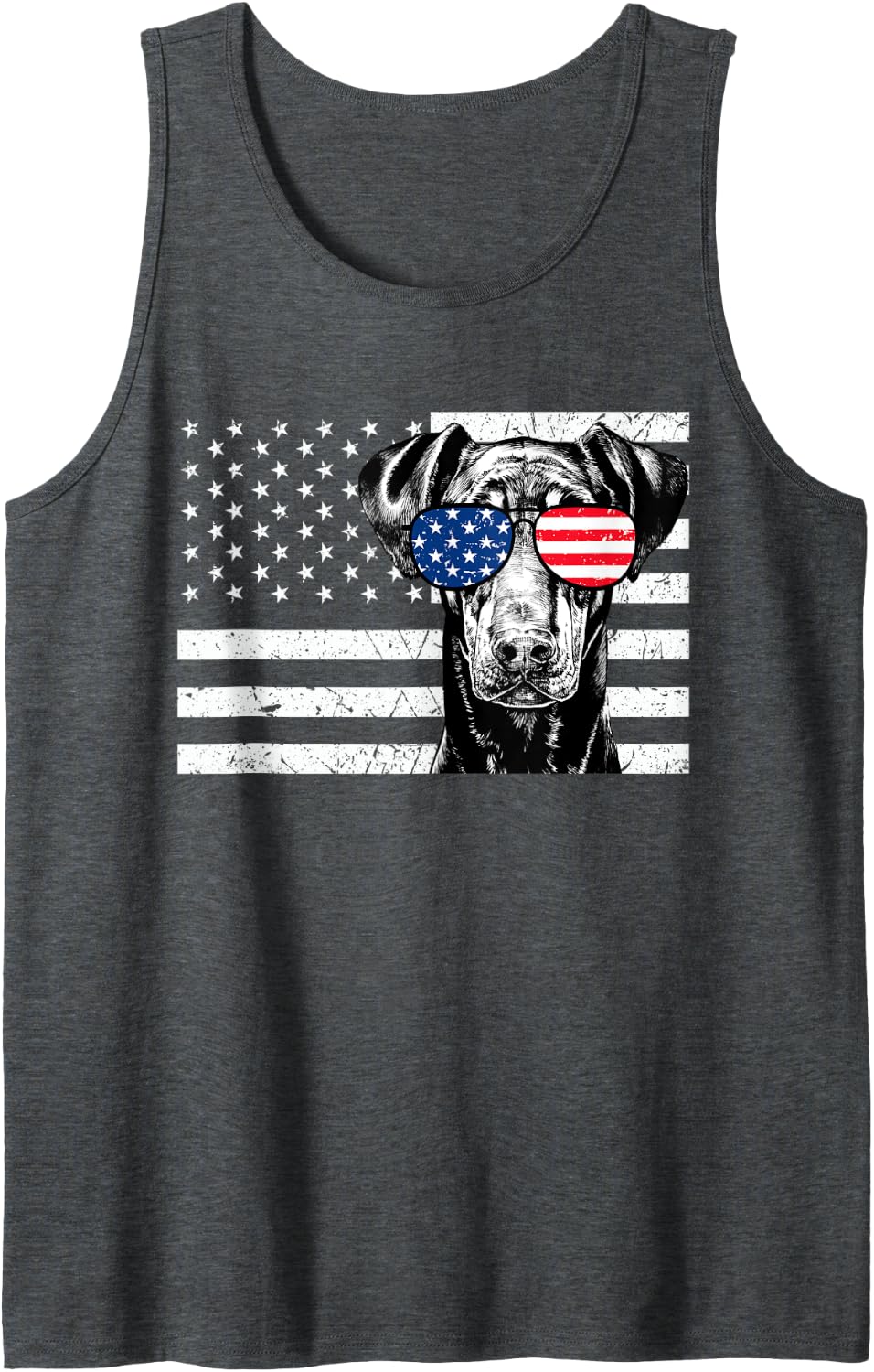Doberman Pinscher Dog 4th of July US American Flag Patriotic Tank Top - Dark Heather Grey