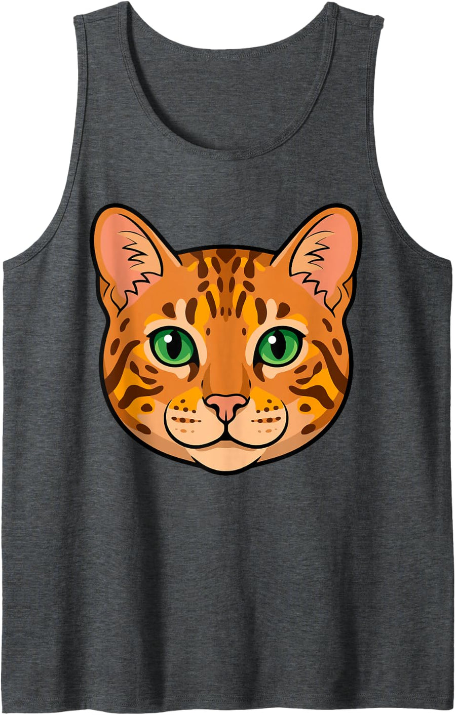 Bengal Cat Face Cute Kawaii Feline Costume Cartoon Tank Top - Dark Heather Grey