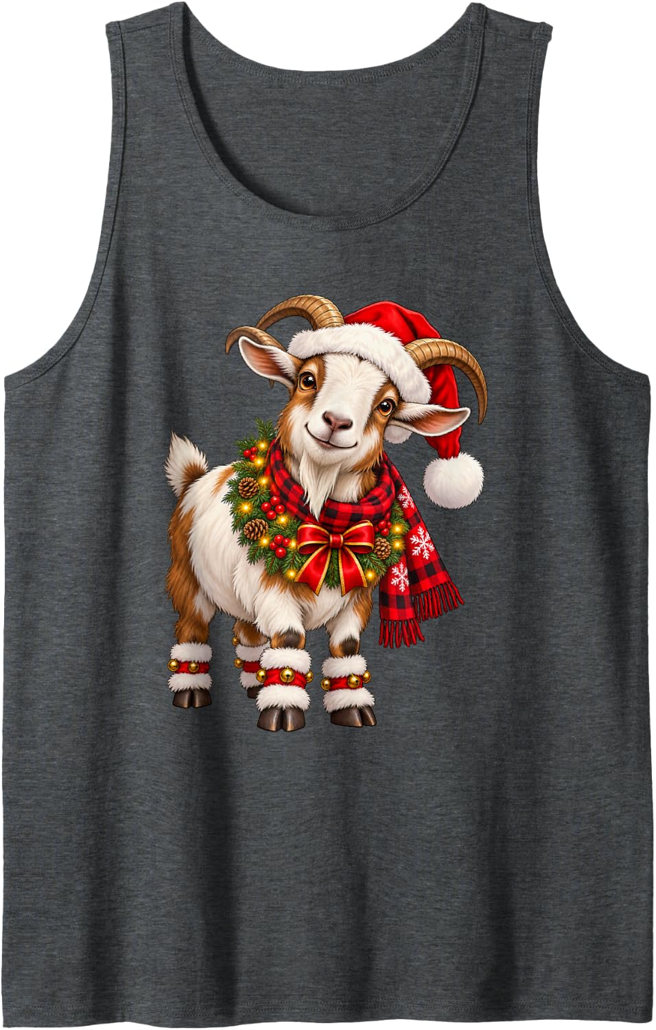 Goat Christmas Xmas Sleeveless Tank Top - Dark Heather Grey