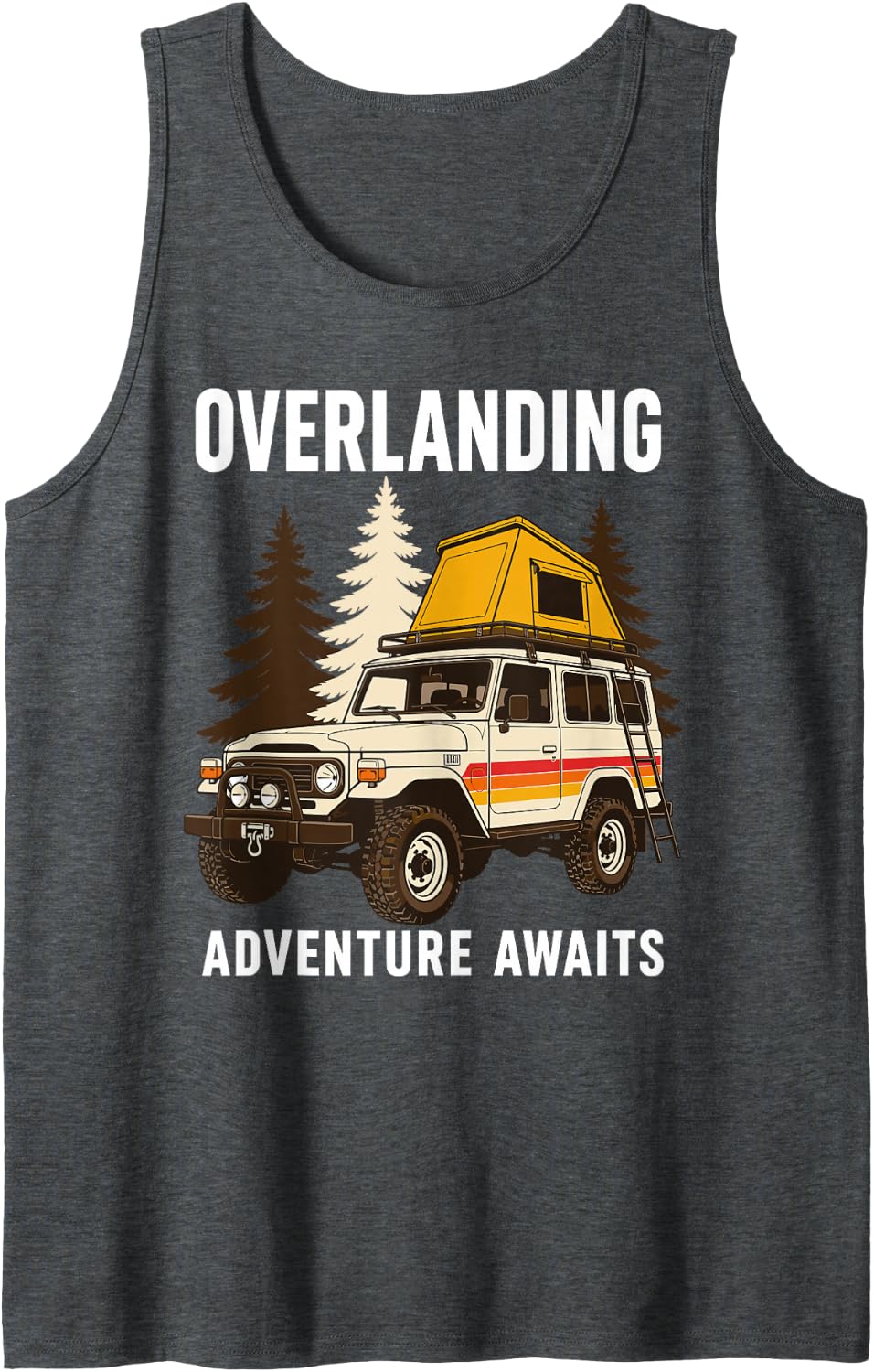 Overlanding Art for Men Women Kids 4x4 Off-Road Overlanding Tank Top - Dark Heather Grey