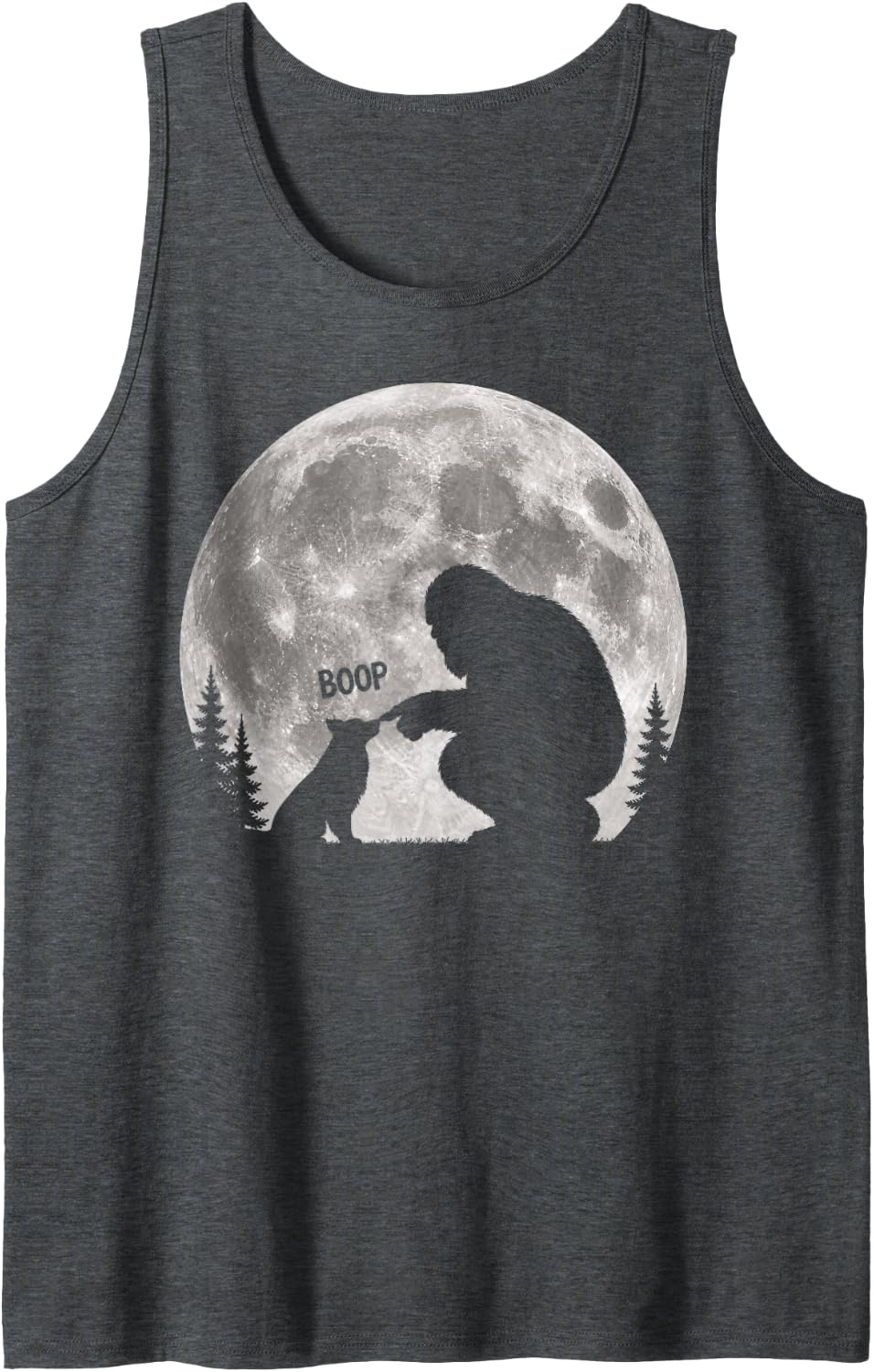 Bigfoot Boop Dog Nose Border Collie Moon Sasquatch Tank Top - Dark Heather Grey