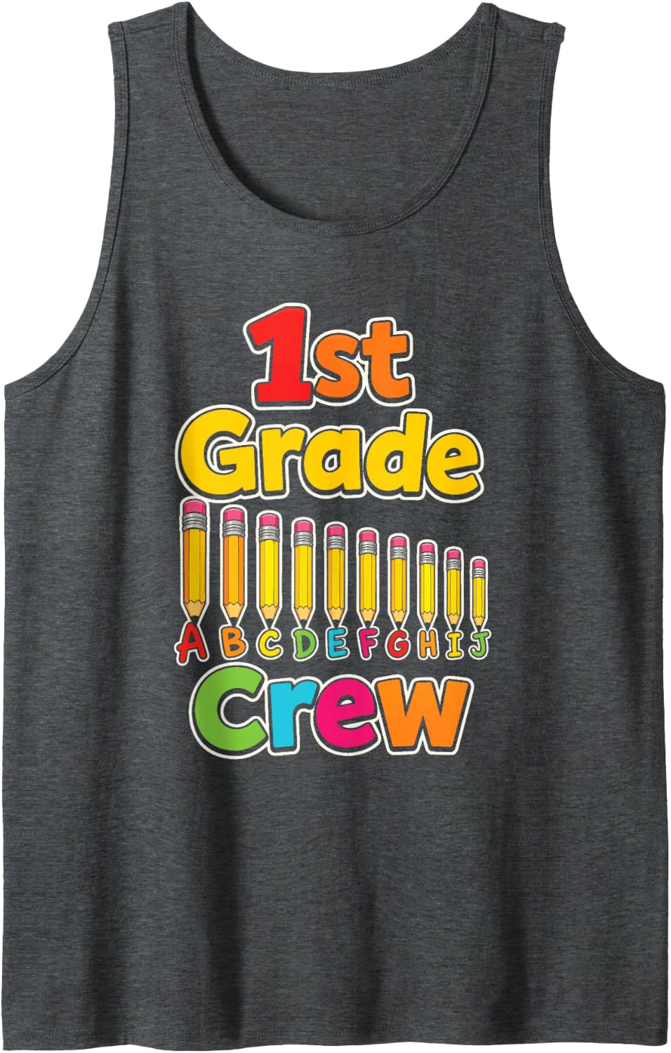 1st Grade Crew Elementary School First Day Kids Gift Sleeveless Tank Top - Dark Heather Grey