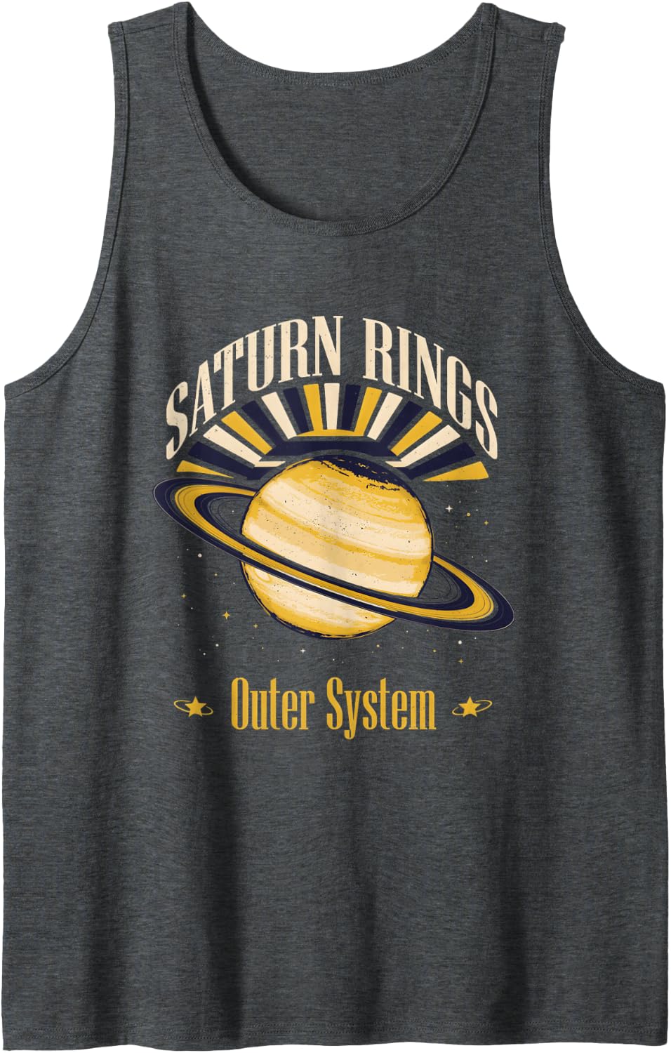 Saturn Rings Outer System Planet Astronomy Sleeveless Tank Top - Dark Heather Grey