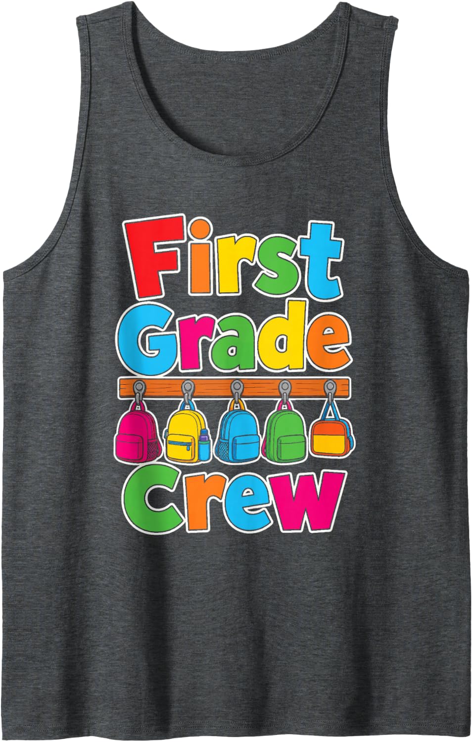 1st Grade Crew First Day of School Squad Elementary Sleeveless Tank Top - Dark Heather Grey