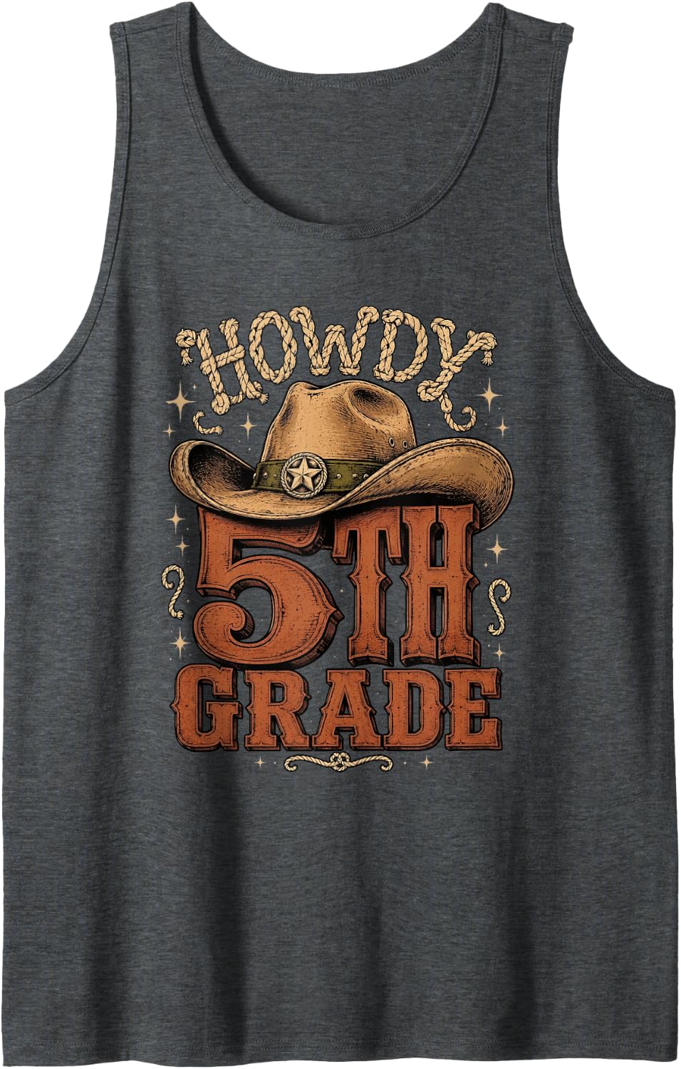 Western Cowboy Teacher Howdy 5th Grade Sleeveless Tank Top - Dark Heather Grey