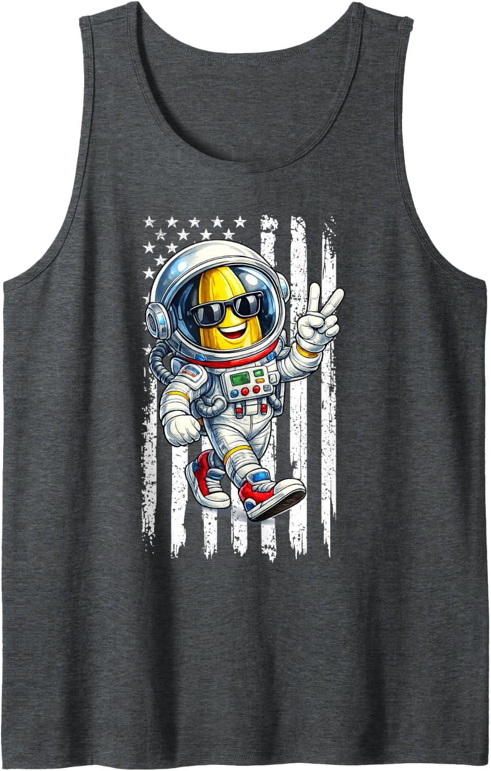 Funny Banana Astronaut Cool Astronomy Space Lover Sleeveless Tank Top - Dark Heather Grey