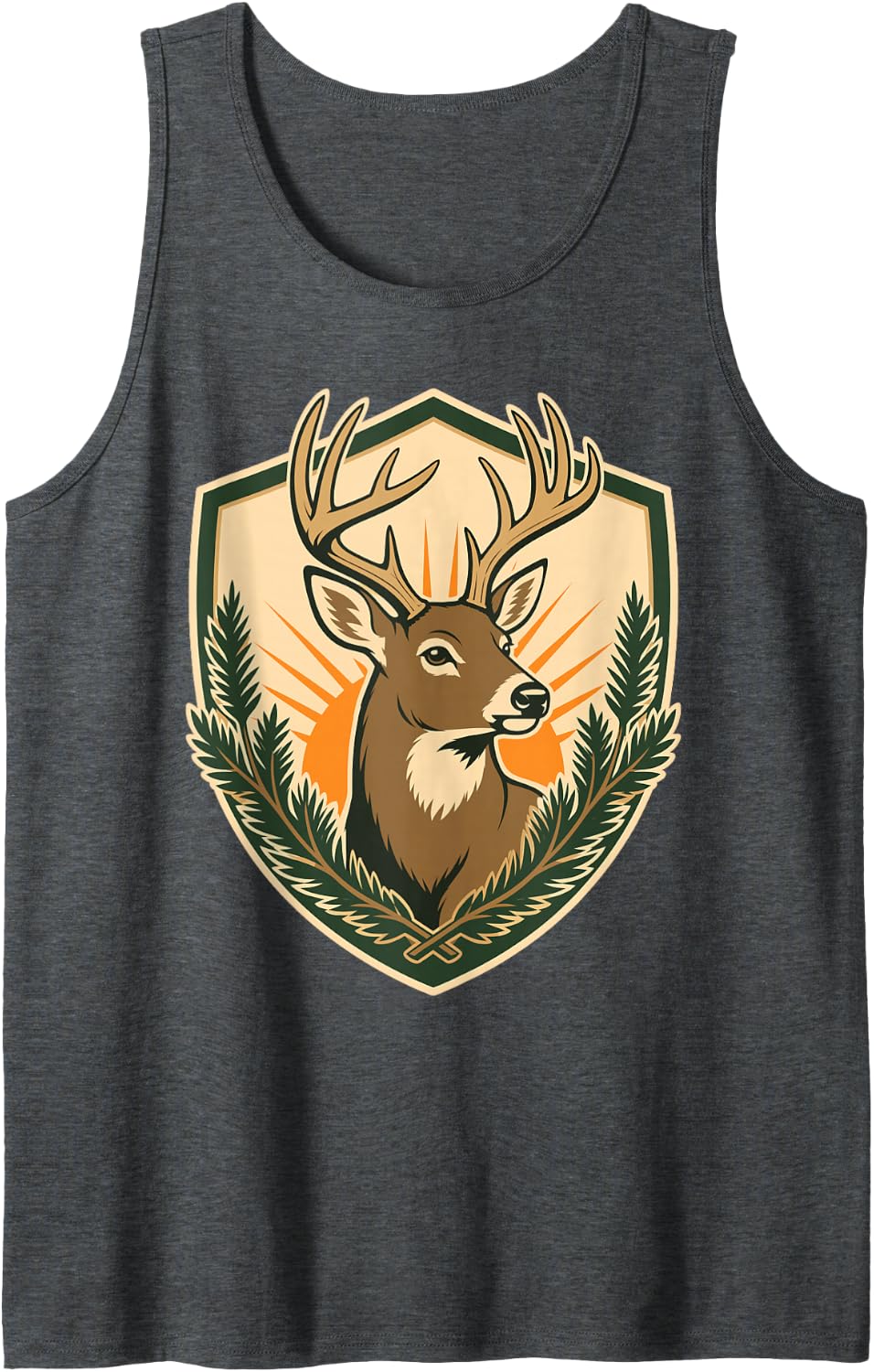 Deer Hunting Whitetail Buck Sunrise Shield Sleeveless Tank Top - Dark Heather Grey