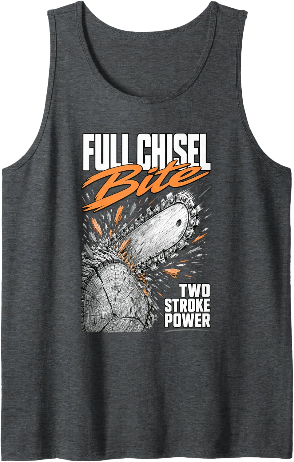 Arborist Full Chisel Chainsaw Logger and Forestry Lumberjack Tank Top - Dark Heather Grey