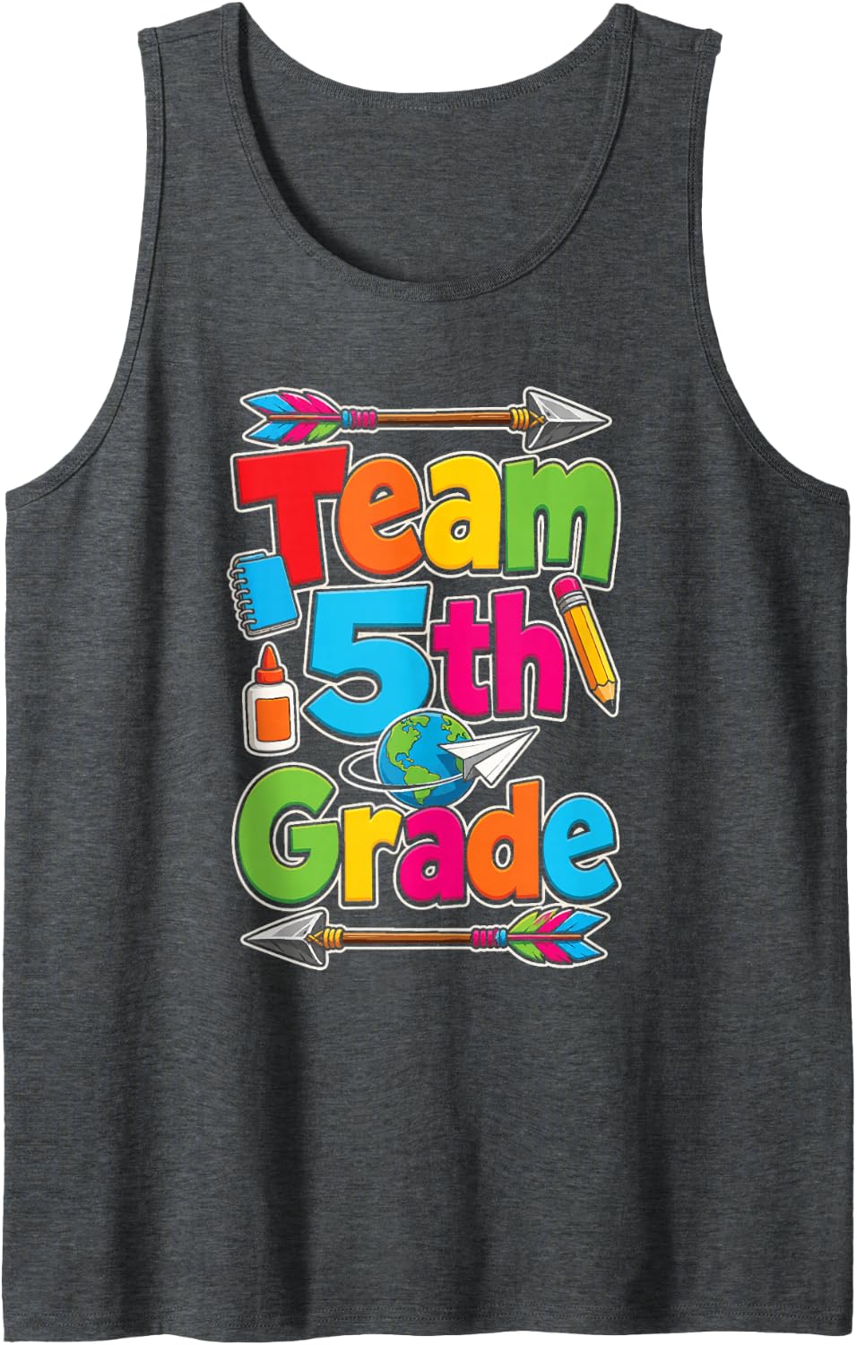 5th Grade Team Elementary School Squad Sleeveless Tank Top - Dark Heather Grey