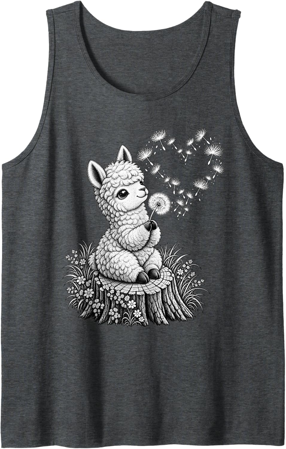 Alpaca Animal Art Portrait Wildlife Forest Alpaca Lover Sleeveless Tank Top - Dark Heather Grey