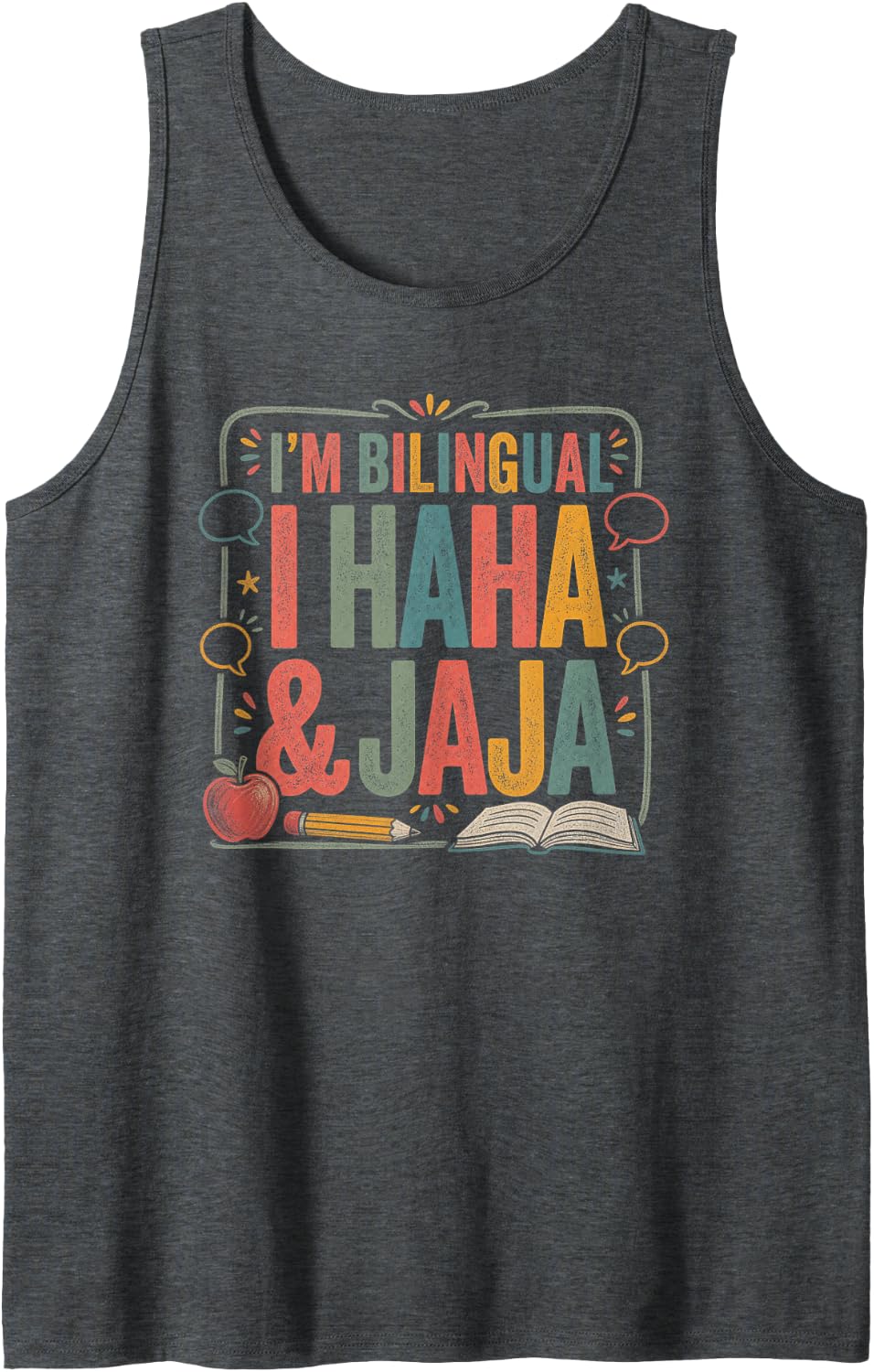 Spanish Teacher Hispanic Heritage Month Bilingual Sleeveless Tank Top - Dark Heather Grey