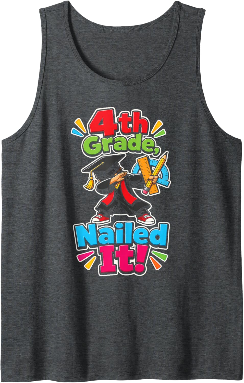 4th Grade Nailed It Elementary Graduation Day Gift Kids Sleeveless Tank Top - Dark Heather Grey