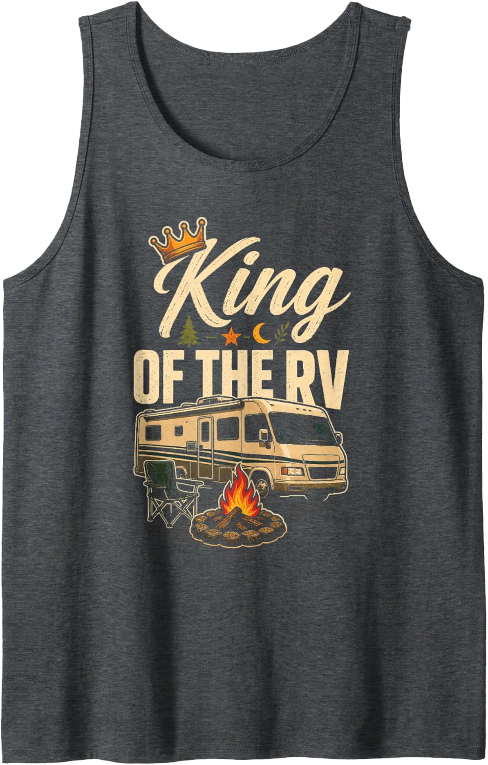 King of The RV Camping Motorhome Camper Life Gift for Men Sleeveless Tank Top - Dark Heather Grey