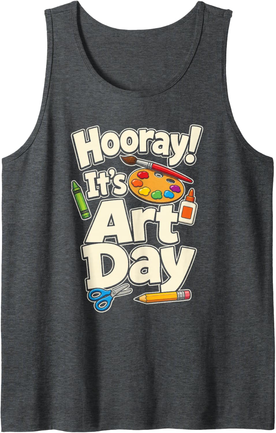 Art Teacher Day Hooray Elementary School Paint Gift Sleeveless Tank Top - Dark Heather Grey