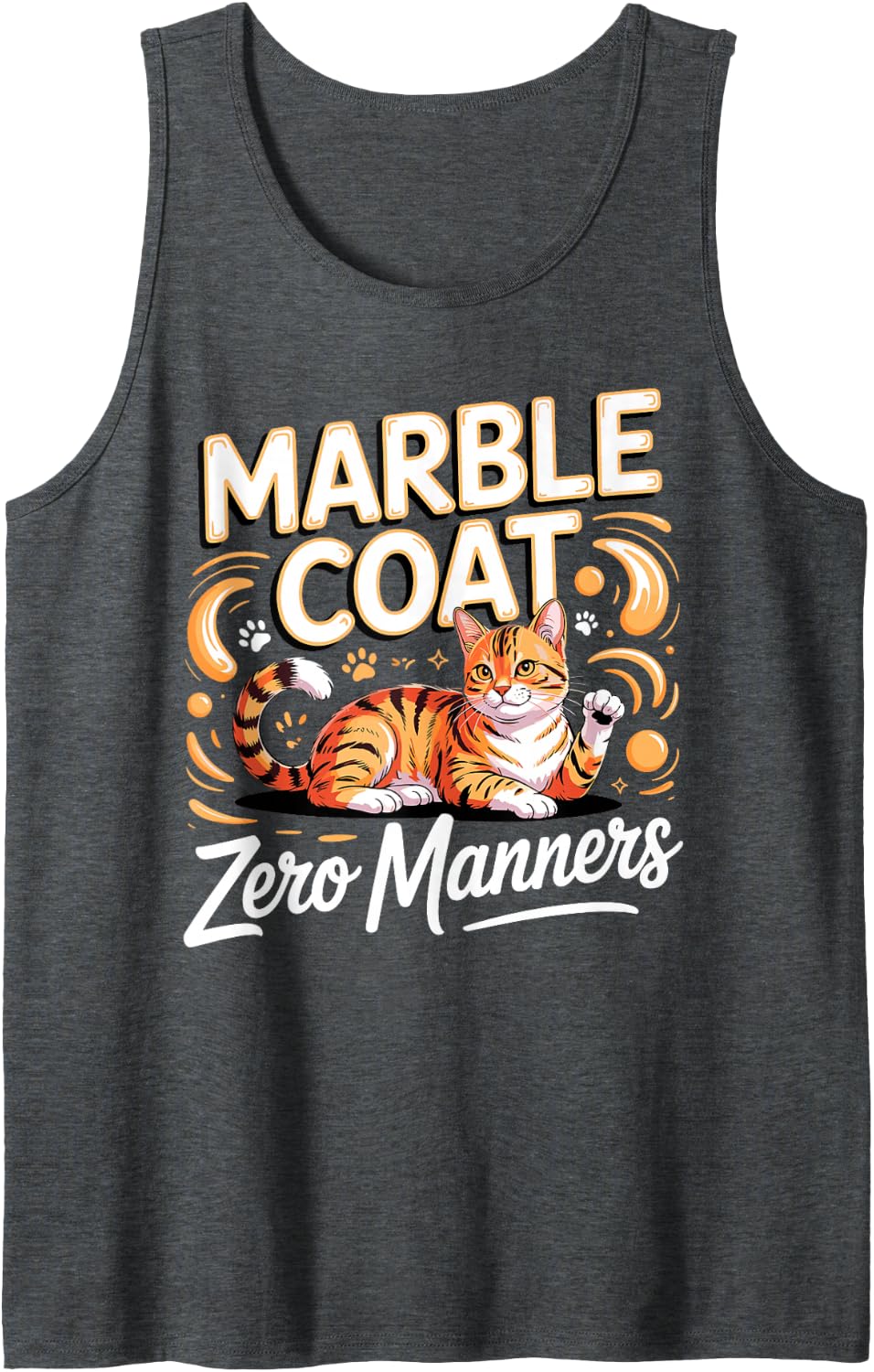 Marble Coat Zero Manners Bengal Cat Sleeveless Tank Top - Dark Heather Grey