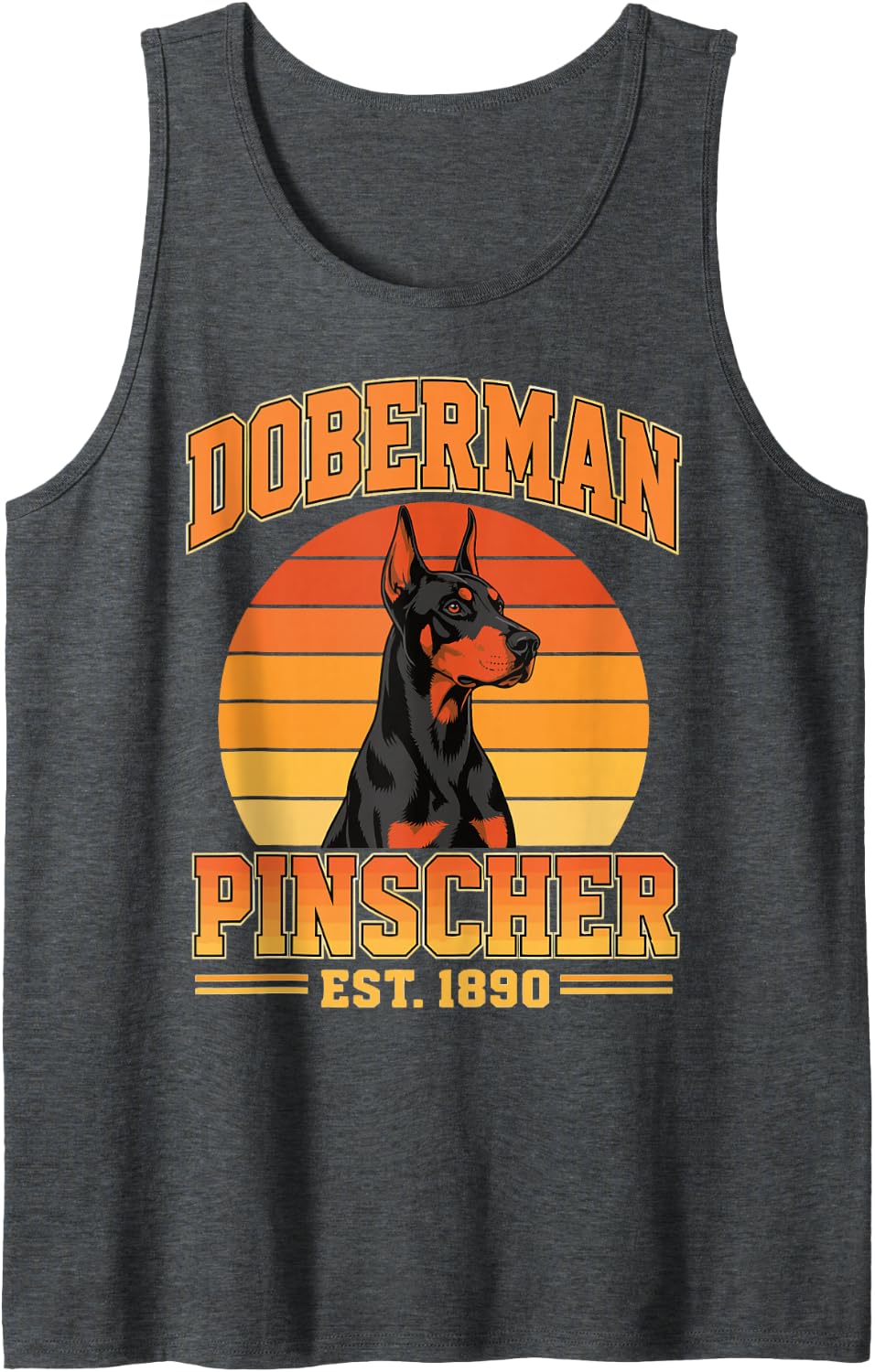 Retro Doberman Owner Mom Dad Doberman Pinscher Sleeveless Tank Top - Dark Heather Grey