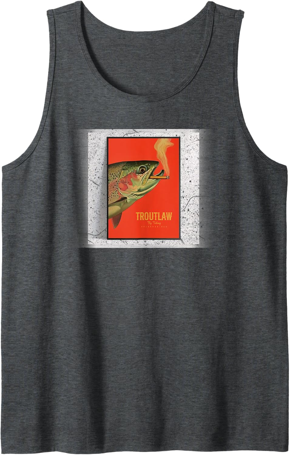 Rainbow Trout Smoking, Fly Fishing Tank Top - Dark Heather Grey