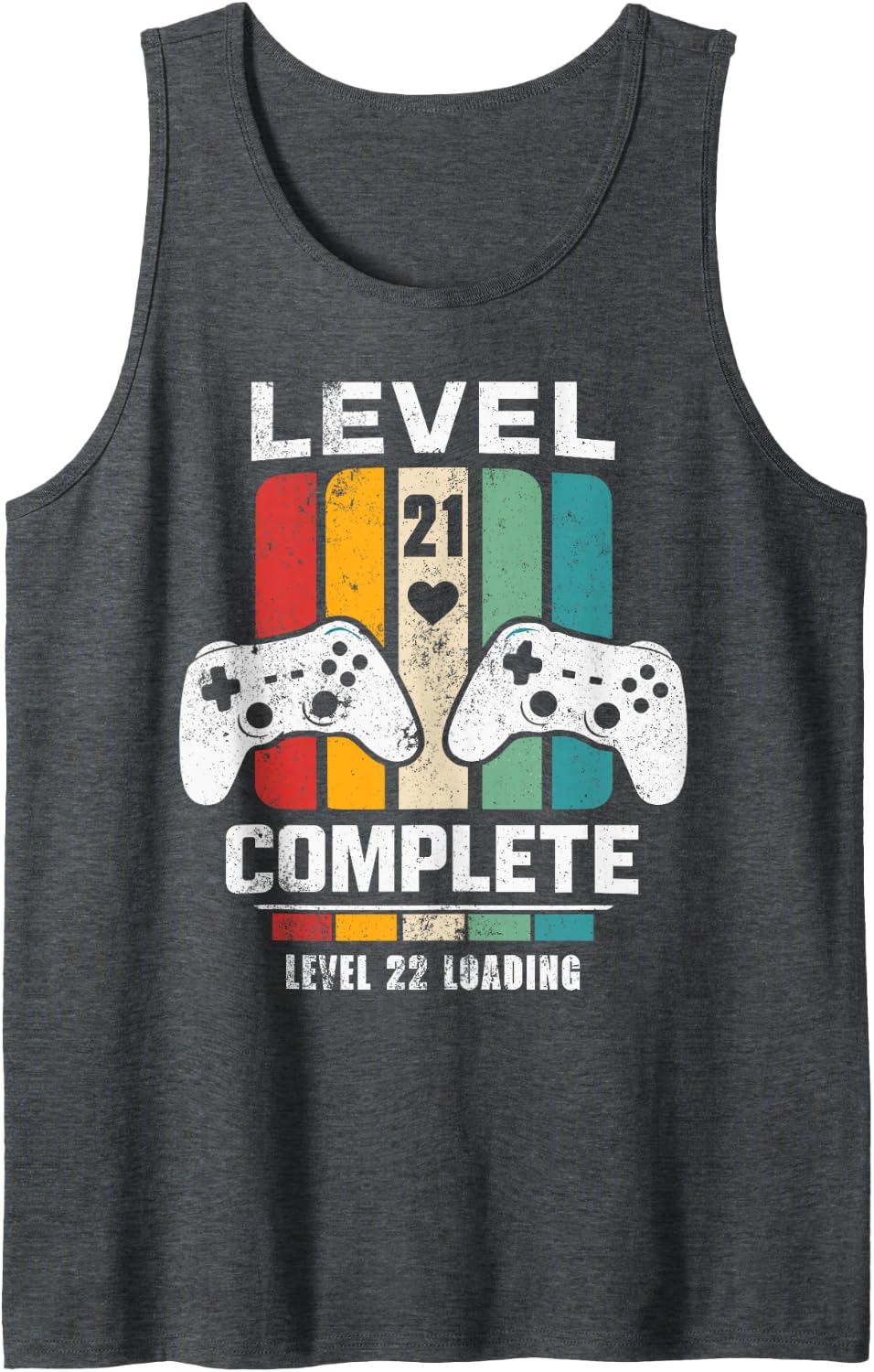 Vintage 21st Wedding Anniversary Him Her Level 21 Complete Sleeveless Tank Top - Dark Heather Grey