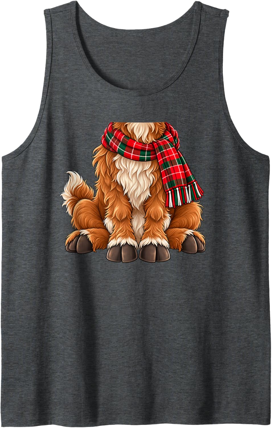 Highland Cow Kids Men Women Brown Deer Costume Christmas Sleeveless Tank Top - Dark Heather Grey
