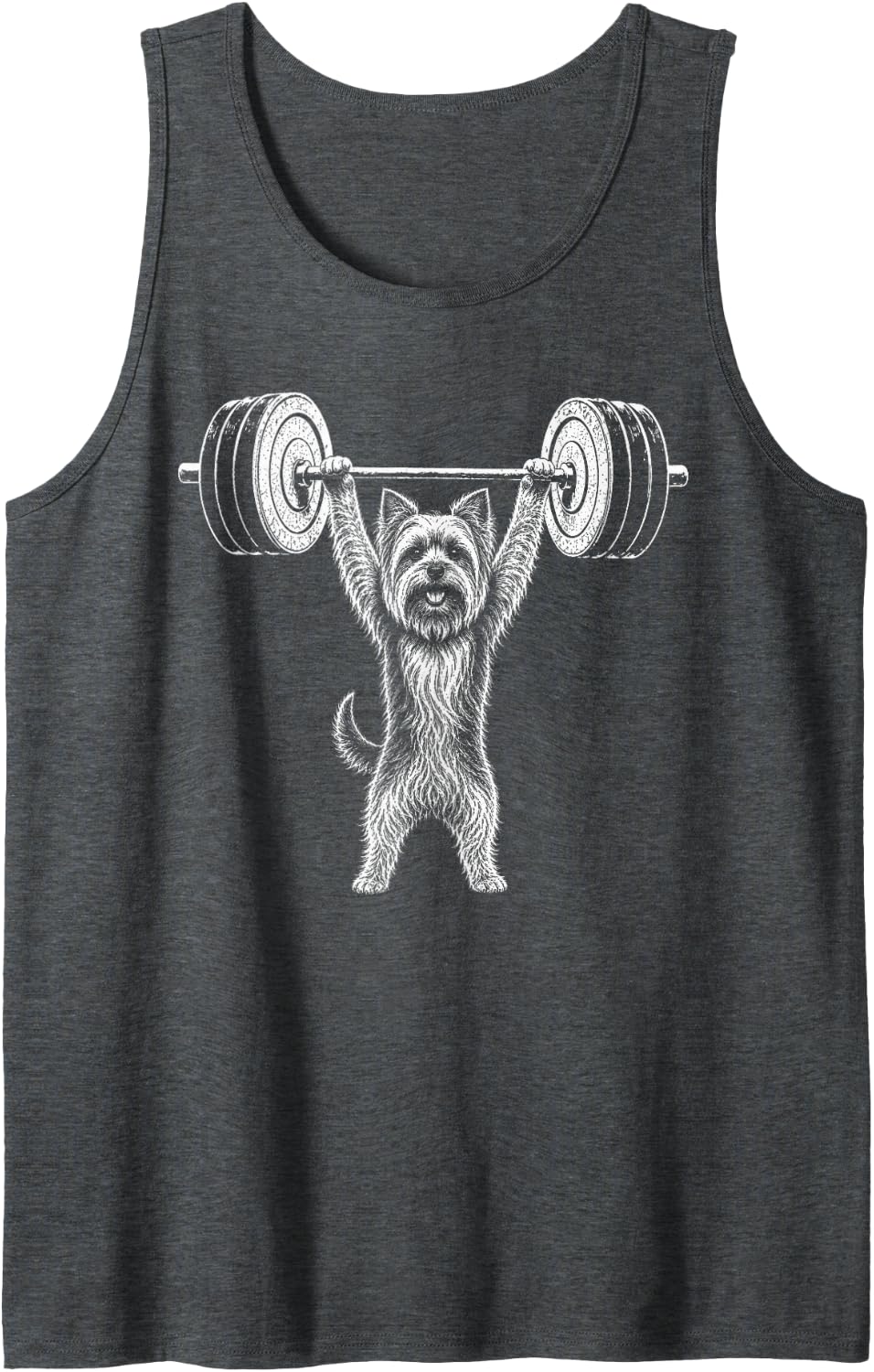 Yorkie Dog Gym Deadlift Workout Weightlifting Tank Top - Dark Heather Grey