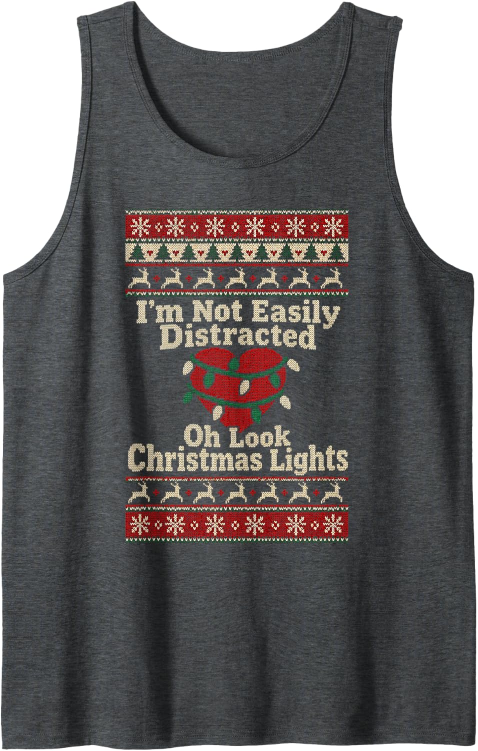 Occupational Therapist Christmas Oh Look Lights Knit Style Sleeveless Tank Top - Dark Heather Grey