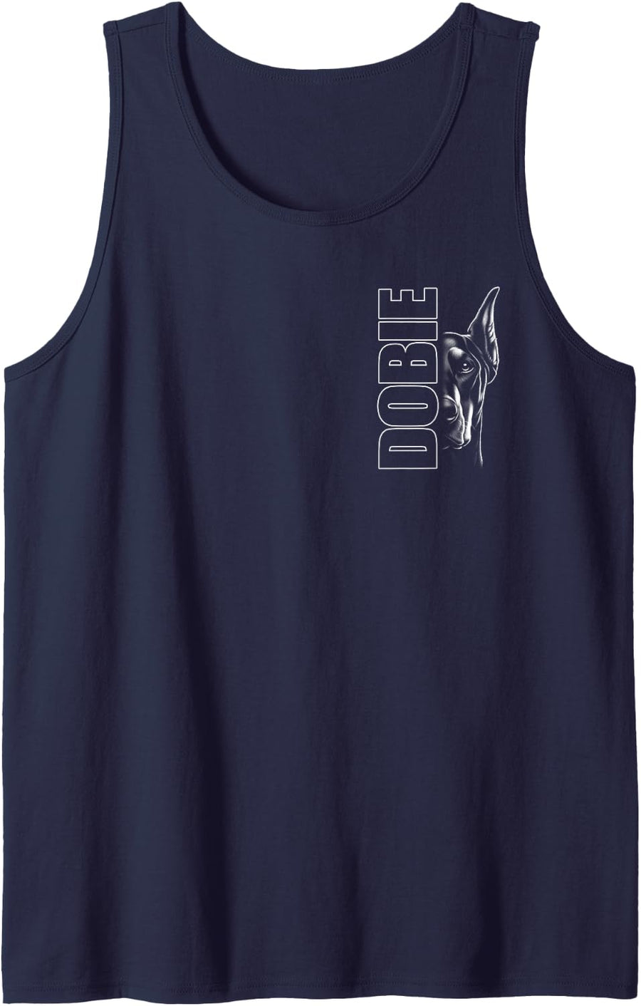 Fashionable Doberman Design with Stylish Text on Chest Tank Top - Navy Blue