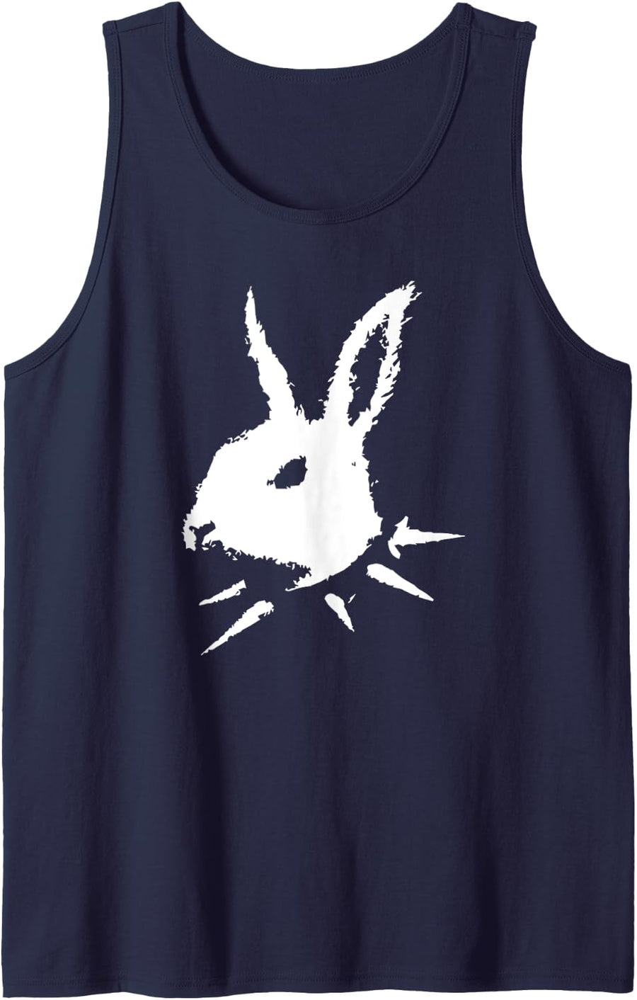 Bunny Skull Punk Y2k Cute Creepy Cat Goth Black Alt Gothic Tank Top - Navy Blue