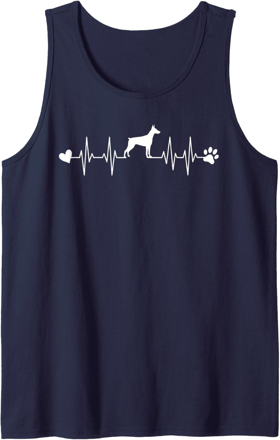 Doberman Pinscher Dog Lover Heartbeat EKG Pet Dog Mom Dad Sleeveless Tank Top - Navy Blue