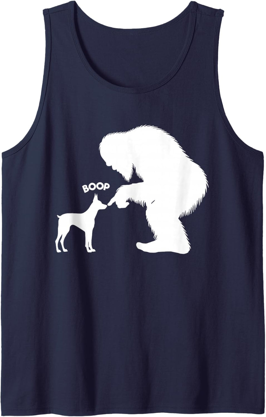 Funny Bigfoot Sasquatch Doberman Pinscher Boop Sleeveless Tank Top - Navy Blue