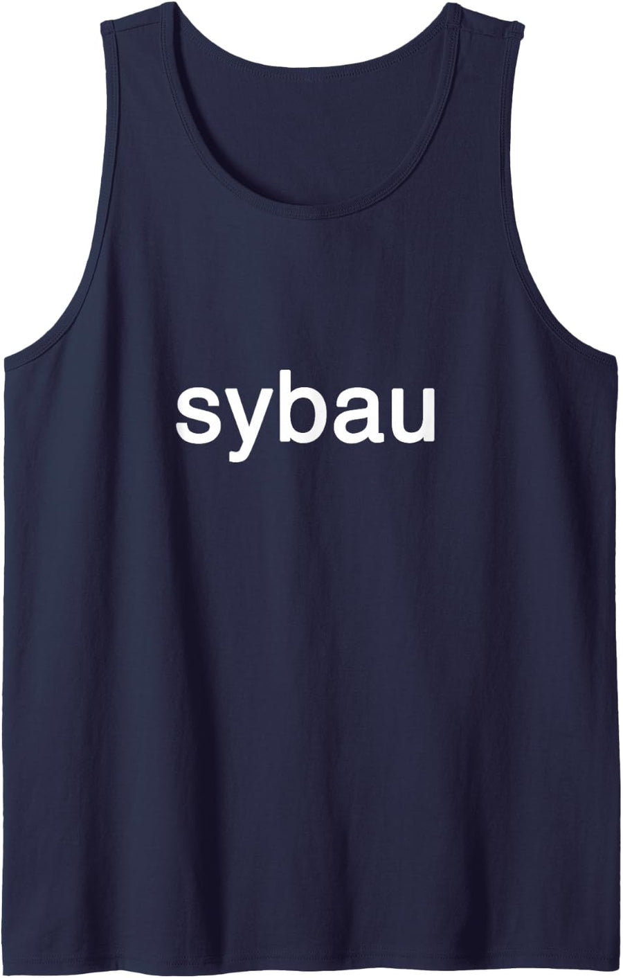 Sybau sybau Shut up Funny Trendy Streetwear Big Text Slang Sleeveless Tank Top - Navy Blue